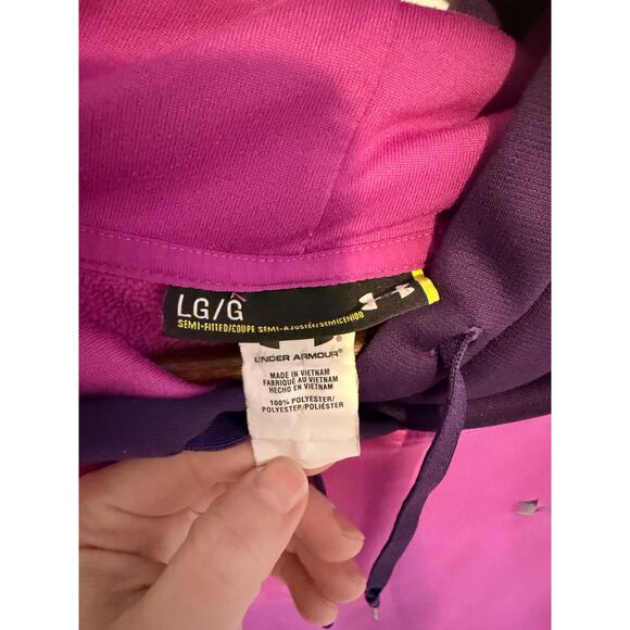 Womens Under Armor Size Large Purple Two Toned Hoodie - Distressed - Picture 4 of 9